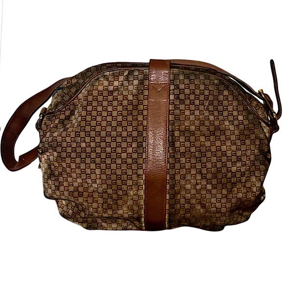 Authentic Vintage Gucci Suede Monogram GG Web Striped Shoulder Bag - Picture 5 of 12